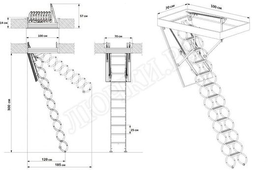 Лестница Oman Nozycowe Lux 700*1000*3000 Лестница Oman Nozycowe Lux 700*1000*3000